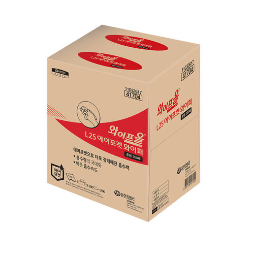 유한킴벌리 41704 에어포켓 와이프올 3겹 와이퍼 L25 중형 800매 박스  산업용 타월
